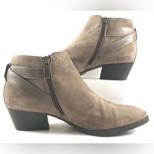 Aquatalia Taupe Suede Buckled Side Zip Ankle Booties Womens Szie US 9M